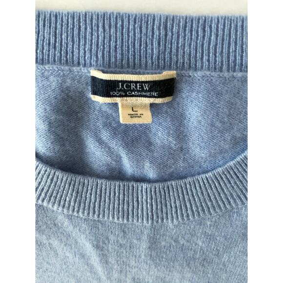 J Crew Cashmere Sweater Women L Light Blue Crew Neck Preppy Lightweight Classic - Picture 4 of 10